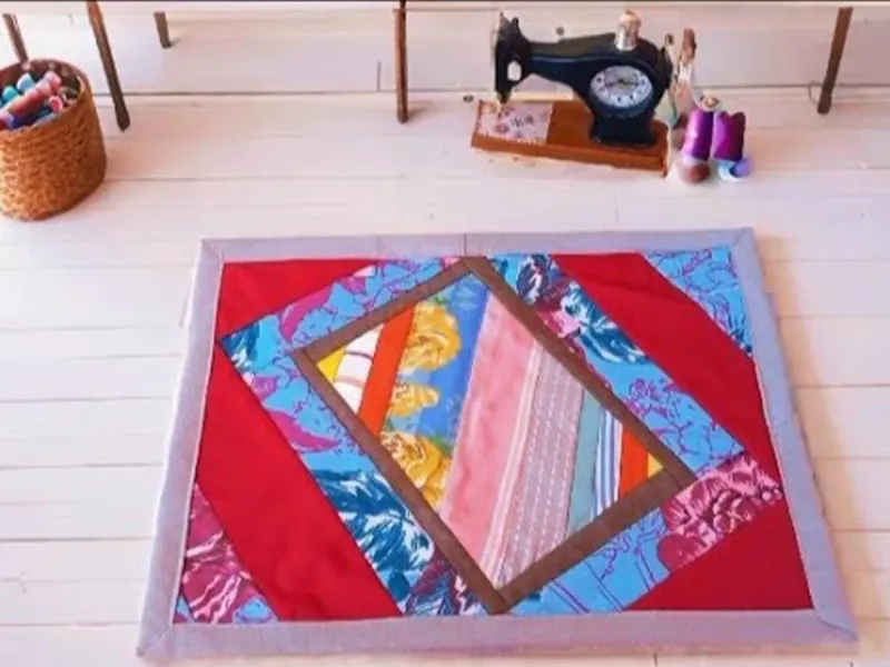 آموزش دوخت پادری طرح فرش با خورده پارچه های دور ریز