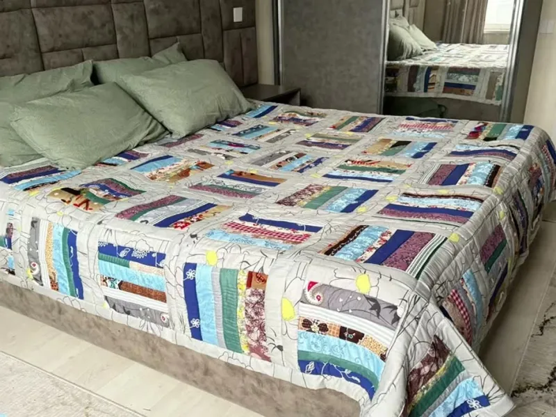 نحوه دوخت روتختی دونفره با پارچه های ضایعاتی و دور ریز