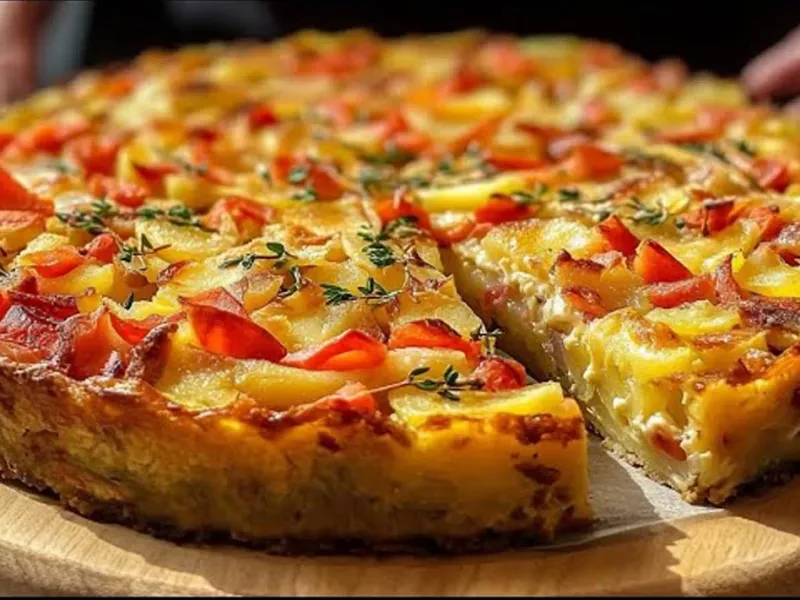 طرز تهیه پیتزا کشدار و ارزان با سیب زمینی و تخم مرغ