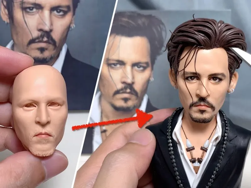 آموزش ساخت مجسمه جانی دپ با خمیر کلی