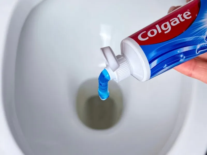 ترفند تمیز کردن جرم و رسوب آهکی توالت فرنگی با خمیر دندان