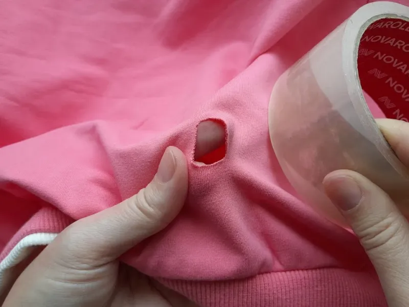 ترفند دوخت نامرئی / آموزش دوخت نامرئی سوراخ لباس با چسب