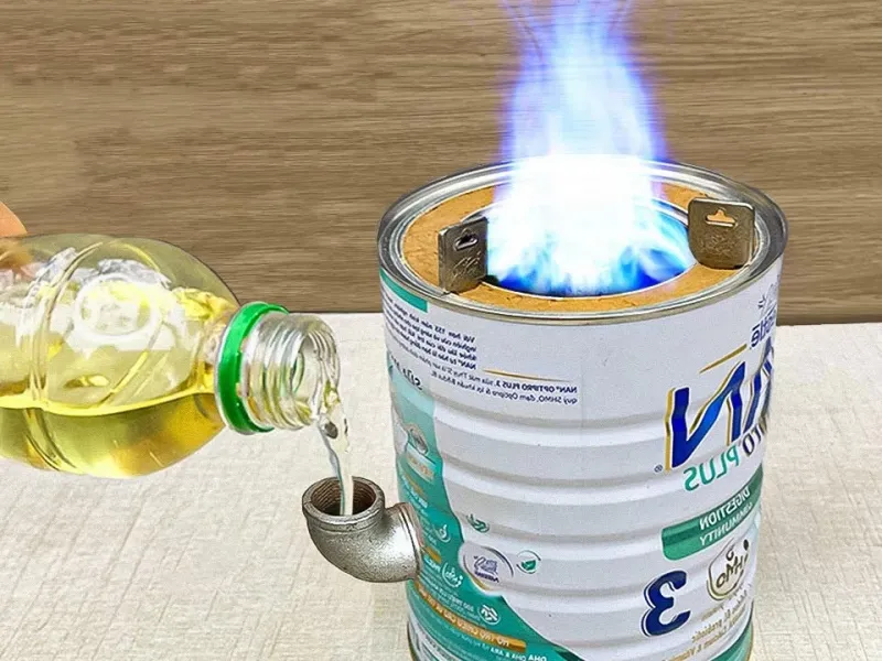 بازیافت قووطی شیرخشک / طرز تهیه اجاق همه کاره بدون نیاز به برق و گاز