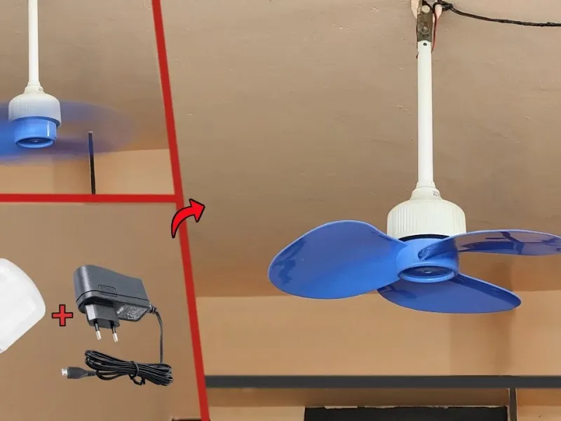 نحوه ساخت پنکه سقفی با استفاده لامپ های قدیمی