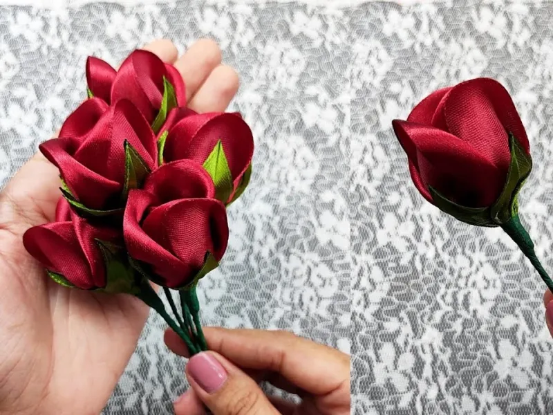 آموزش ساخت گل رز با روبان ساتن زیبا و شیک برای هر مناسبت