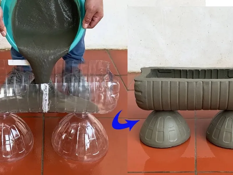 ایده بطری های پلاستیکی و سیمان / پروژه دکوراسیون شیک برای باغ