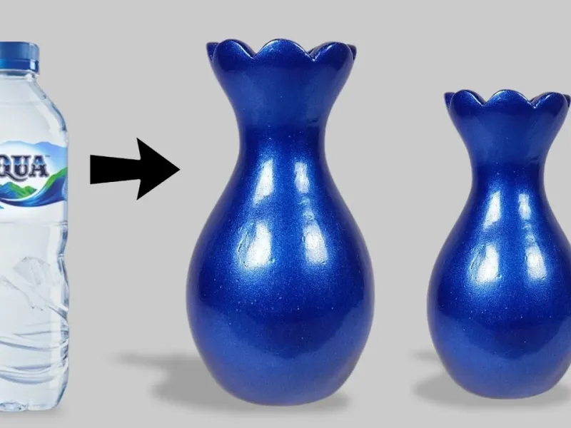 بازیافت بطری پبلاستیکی و ساخت گلدان های فانتزی شیک