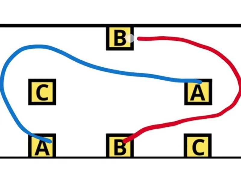 تست هوش / حروف انگلیسی را بدون عبور خطوط از هم به یکدیگر وصل کنید