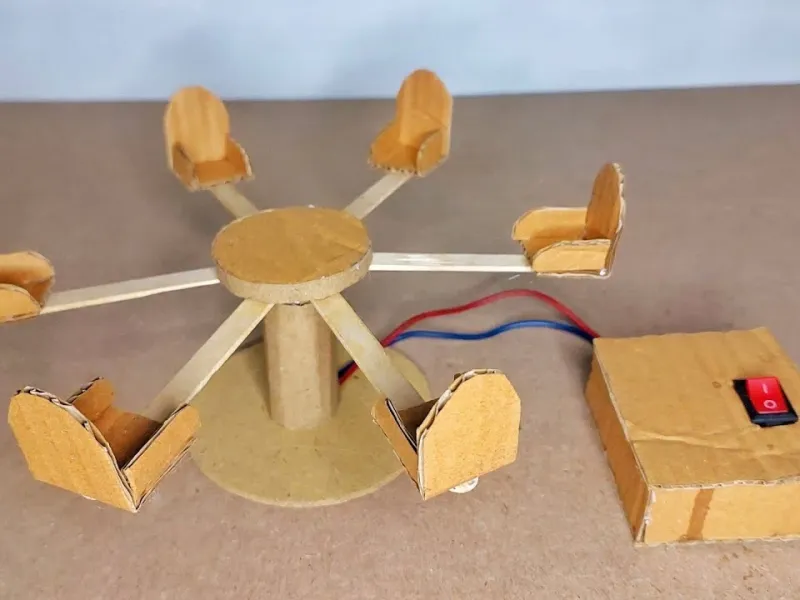 آموزش قدم به قدم ساخت چرخ و فلک زمینی با مقوا و باتری