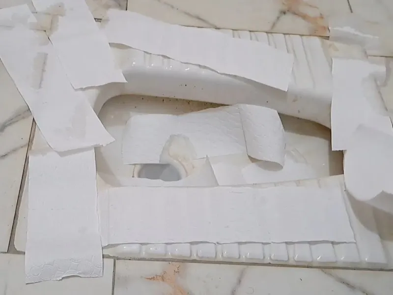 روش سریع از بین بردن لکه های زرد و رسوبی توالت با تکه های دستمال کاغذی