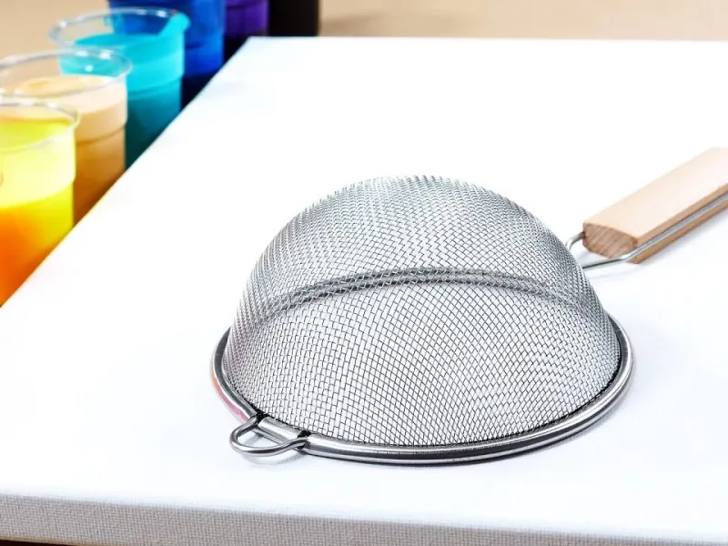 آموزش نقاشی به سبک مدرن | خلق اثر هنری با الک آشپزخانه و رنگ اکریلیک