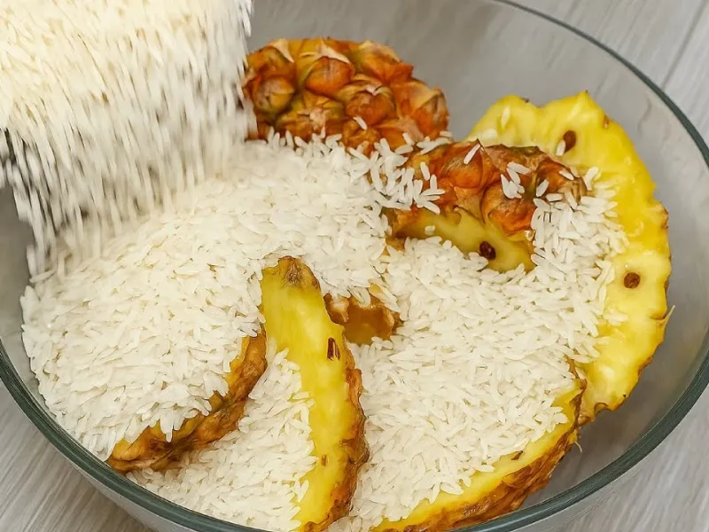 من پوست آناناس را با برنج مخلوط کردم / طرز تهیه نوشیدنی خنک تابستانی با برنج