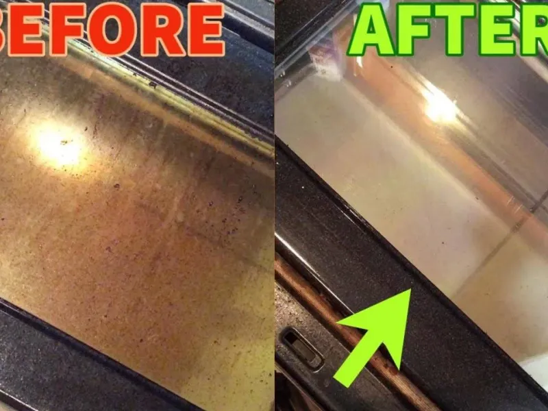 ترفندی آسان و کاربردی برای تمیز کردن درب شیشه ای فر