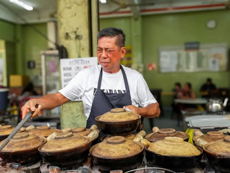 غذای خیابانی با لذتی بی نظیر! پخت مرغ در دیگ های سفالی