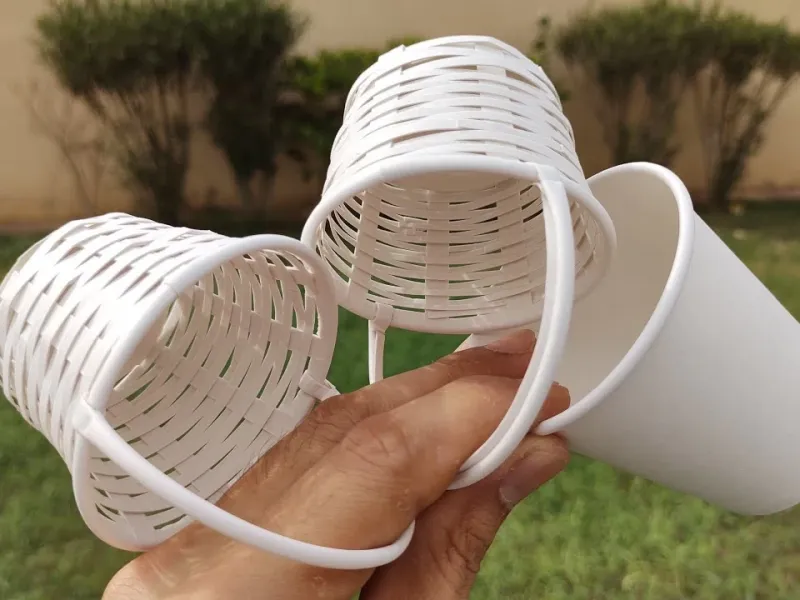 ساخت کاردستی سبد زیبای تزئینی با استفاده از لیوان کاغذی