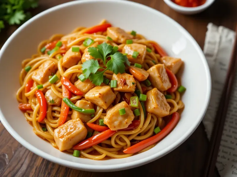 طرز تهیه چامین مرغ با نودل/ غذای سریع و خوشمزه