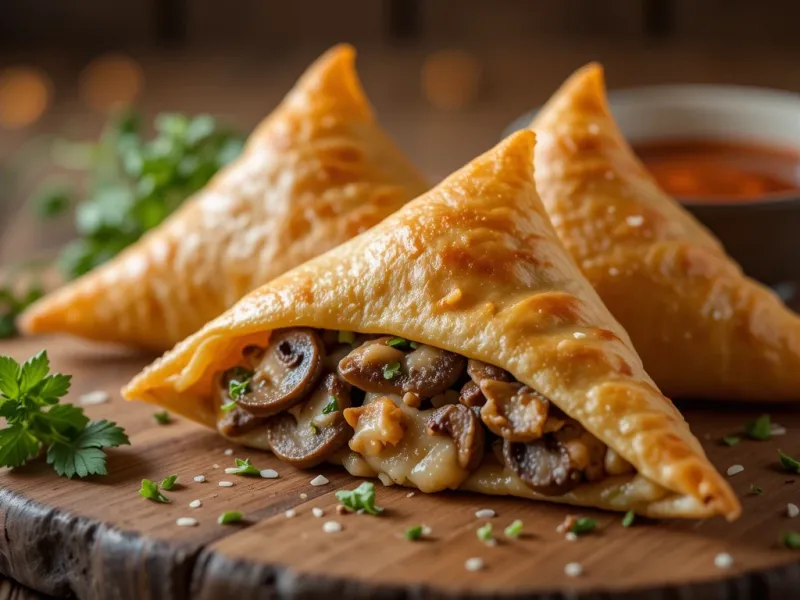 طرز تهیه چند مدل سمبوسه با قارچ (هنر سمبوسه پزی)