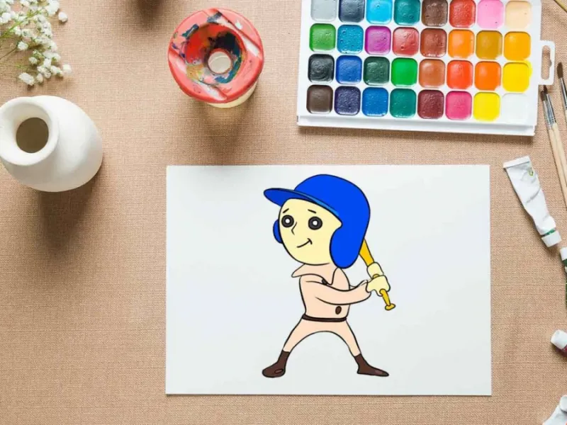 با چند مرحله ساده یک بازیکن بیسبال نقاشی کن