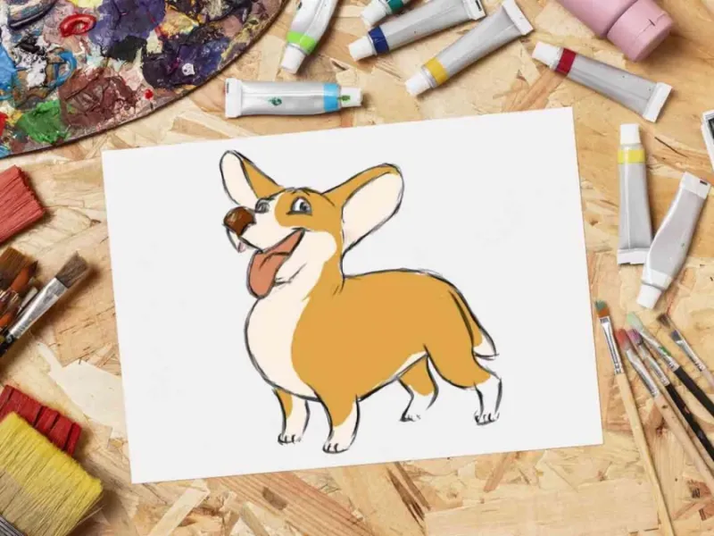 الگوی رنگ آمیزی نقاشی سگ خوشحال ♡ آموزش کودکانه