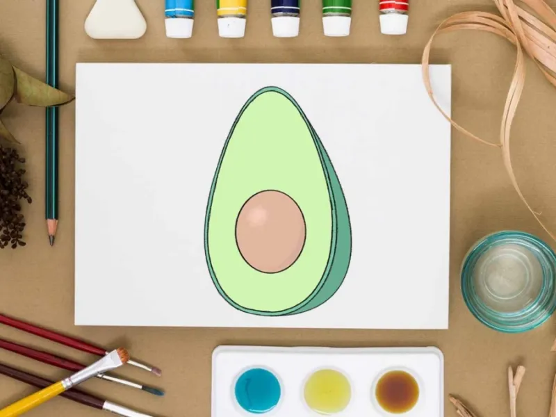 با چند خطوط منحنی یک نقاشی آووکادو فوق العاده بکش