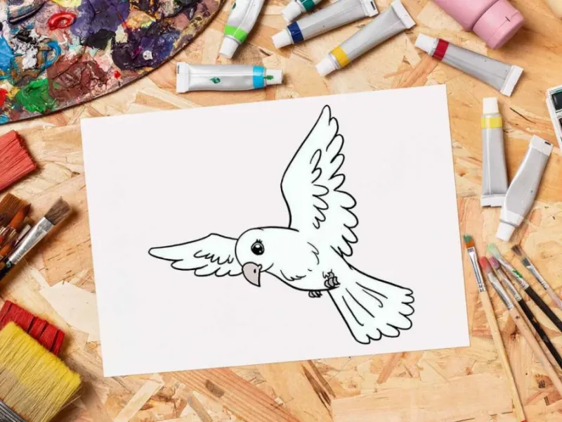 آموزش تصویری نقاشی پرنده برای کودکان