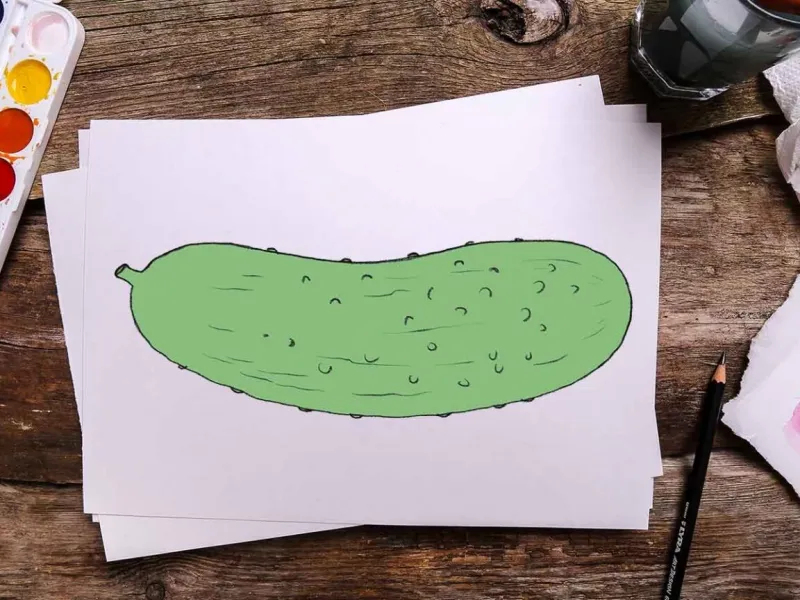 آموزش تصویری نقاشی خیار فوق العاده آسان برای کودکان