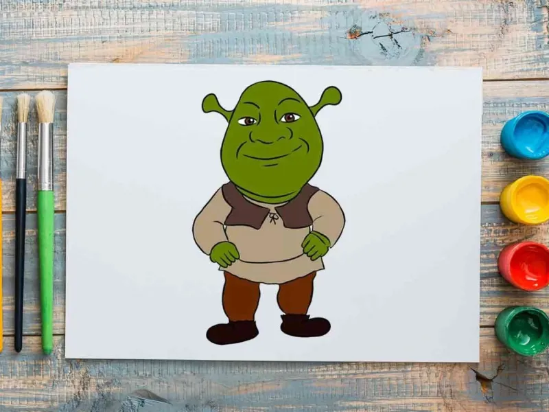 نقاشی کودکانه 💛 با 9 مرحله خیلی ساده شرک را نقاشی کن