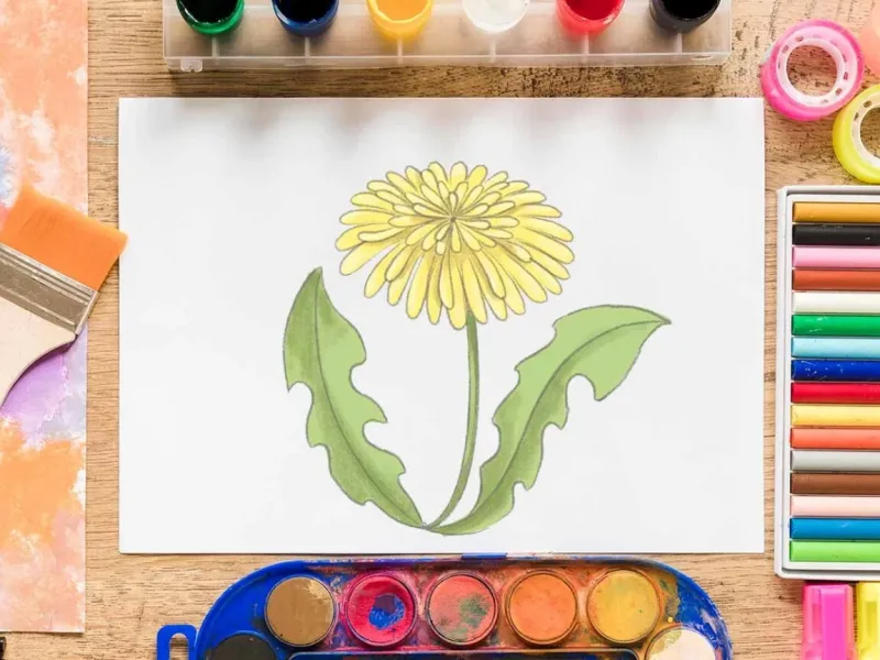 روش قدم به قدم کشیدن نقاشی گل قاصدک برای کودکان