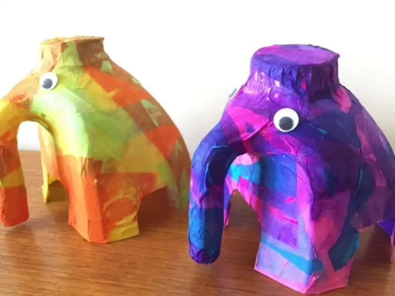 با مواد بازیافتی و دور ریختنی بطری شیر یک فیل فوق العاده زیبا درست کن