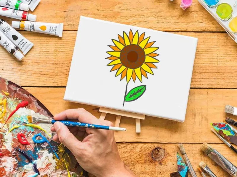 تنها با چند دایره و مثلث یک گل آفتابگردان فوق العاده زیبا نقاشی کن