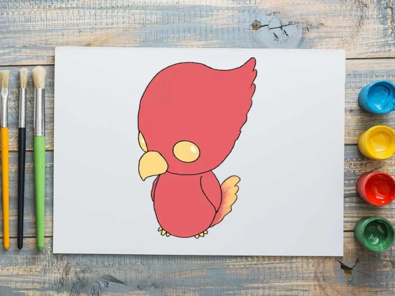 تنها با سه دایره کوچک و بزرگ یک ققنوس زیبا نقاشی کن | آموزش کودکانه