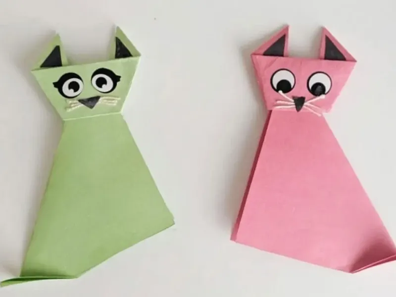آموزش ساخت اوریگامی گربه با کاغذ رنگی برای کودکان