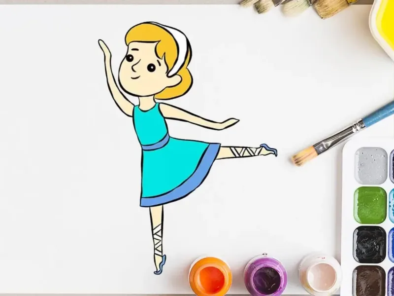 آموزش نقاشی رقصنده بالرین برای کودکان