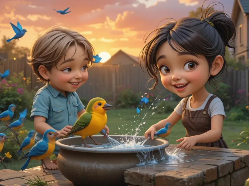 داستان کوتاه پرنده های تشنه و تشتک آب مگان