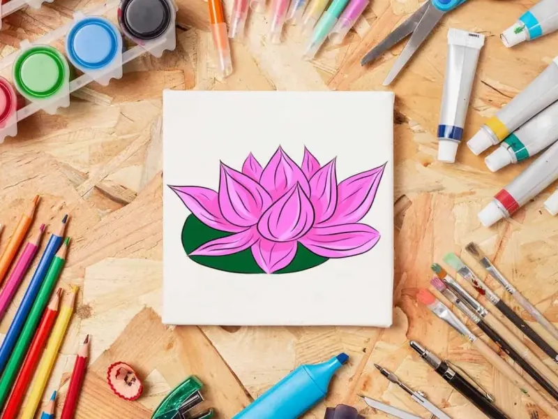 آموزش مرحله به مرحله نقاشی گل نیلوفر آبی برای کودکان با تصویر