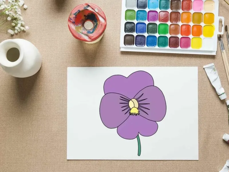 آموزش قدم به قدم نقاشی گل پانسی با تصویر آموزش قدم به قدم نقاشی گل پانسی با تصویر