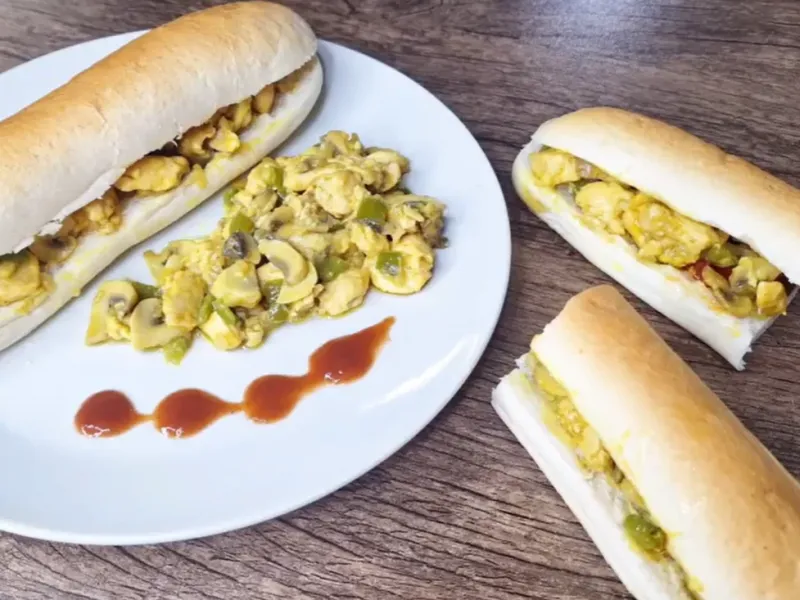 تهیه ساندویچ مرغ و قارچ خوشمزه / ساده ترین ساندویچ گرم