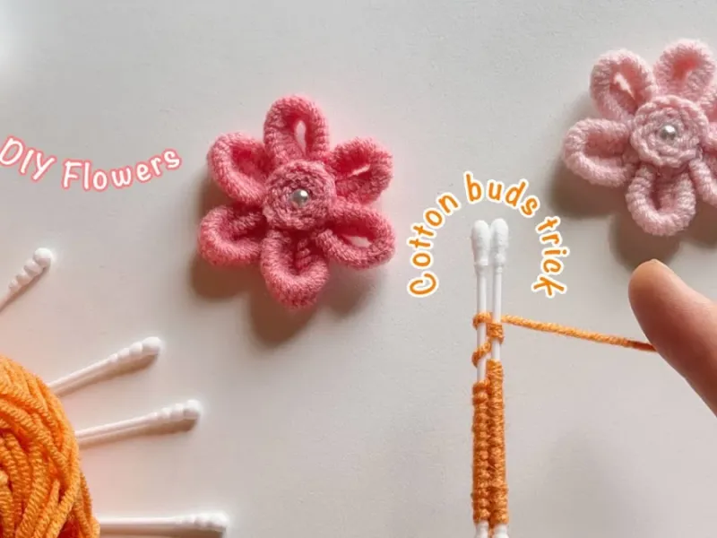 ایده های عالی کاردستی گل کاموایی با دو تا گوش پاک کن!