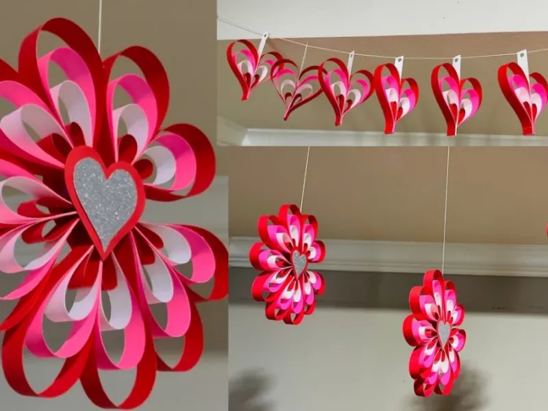 با کاغذ رنگی اتاقتو تزئین کن / ایده های تزئین اتاق با تم قلب