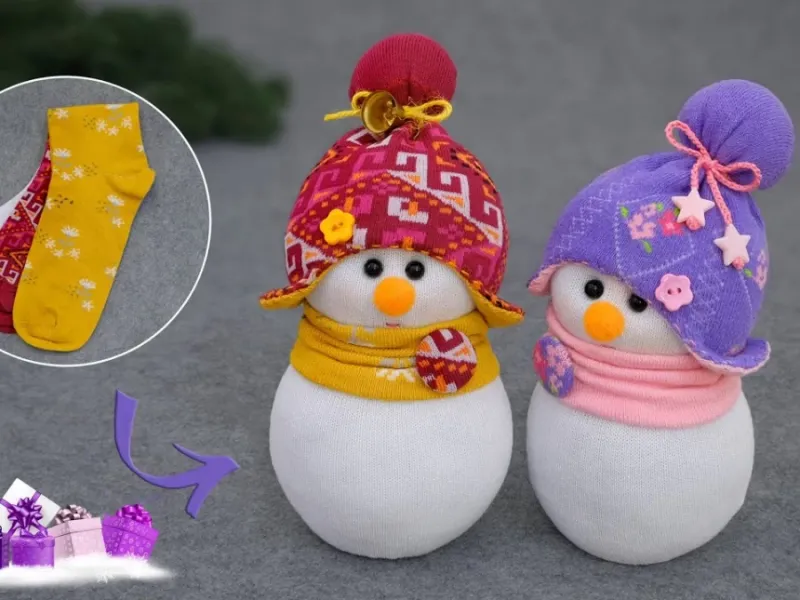 با جوراب به راحتی عروسک آدم برفی برای دوستات بدوز و هدیه بده!