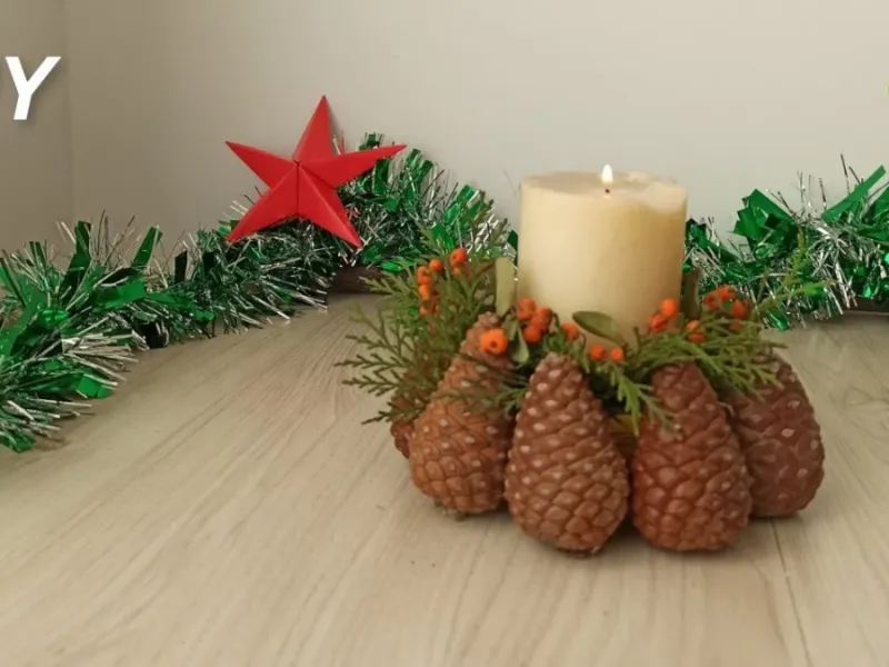 ایده تزئین شمع با قوطی و مخروط کاج / ایده های تزئین شمع