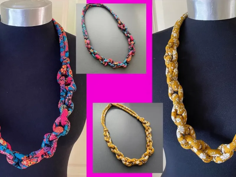 طرز ساخت گردنبند پارچه ای / با پارچه لباست گردنبند درست کن و ست کن