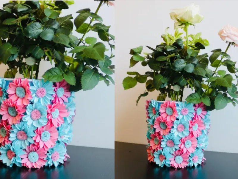 چگونه از ضایعات گلدانی زیبا بسازیم / کاردستی کاغذی