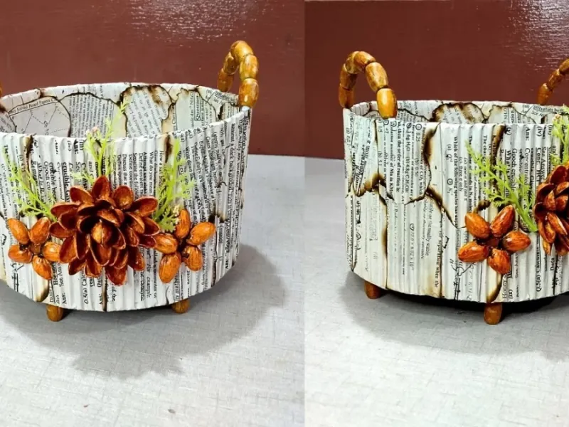 ساخت سبد کاربردی خلاقانه با استفاده از کاغذ های باطله / ایده بازیافت کاغذ