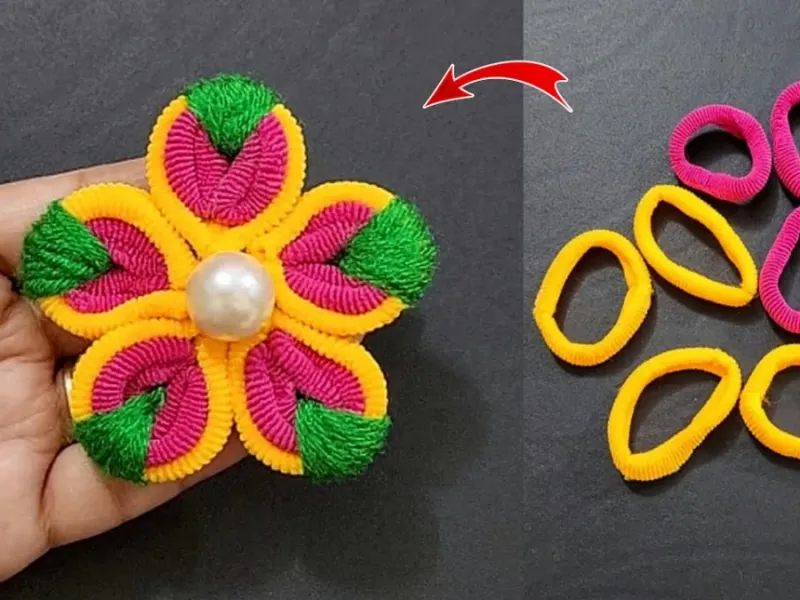 ایده ساخت گل با کش مو / ایده خلاقانه ساخت گل دستساز