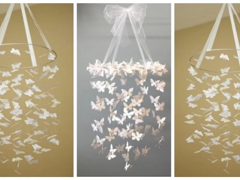 ساخت سقف آویز کاغذی پروانه ای / ایده کاردستی خلاقانه با کاغذ