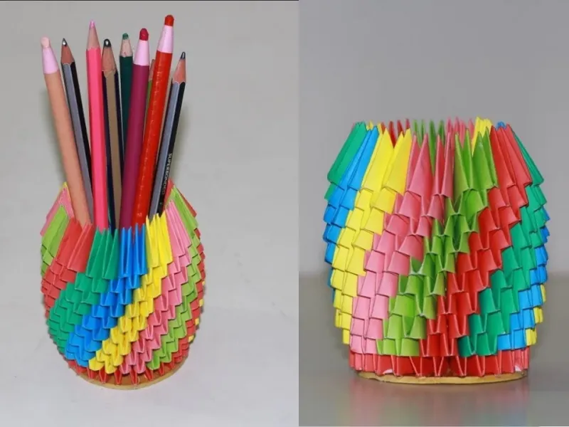 ساخت جامدادی رومیزی سه بعدی با کاغذهای رنگی !