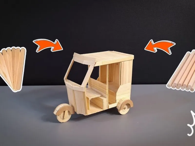 آموزش ساخت سه‌چرخه مینیاتوری با چوب بستنی / ایده صنایع دستی