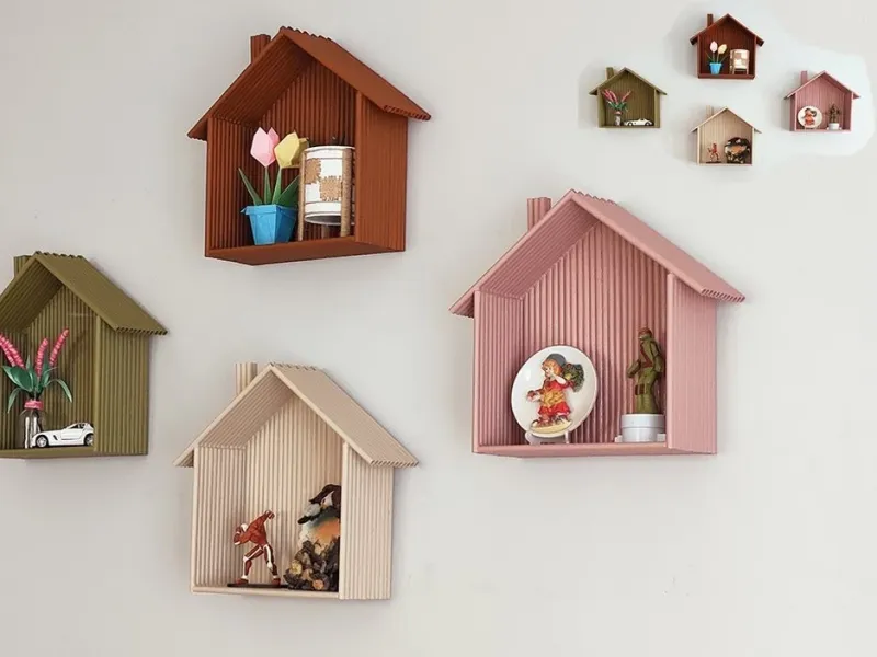 قفسه سازی دیواری باکس از کاغذ باطله / ساخت قفسه های شکل خانه