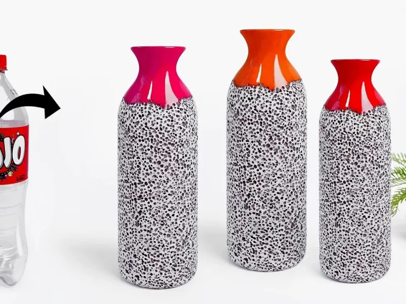 ساخت گلدان گل سیمانی با کمک بطری های پلاستیکی بازیافتی!